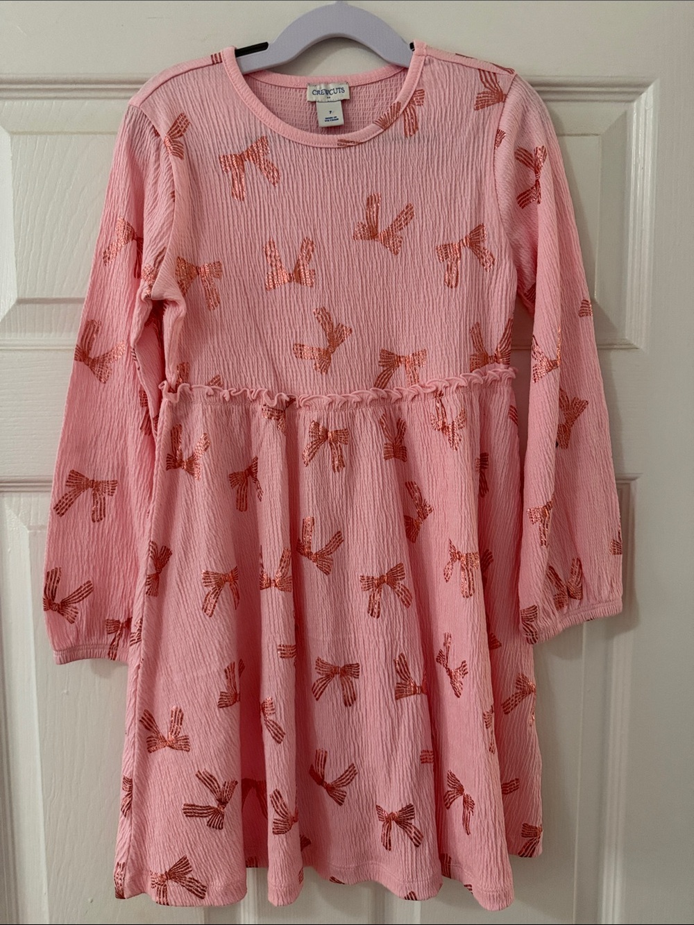 J. Crew Pink Dress with Metallic Bow Print